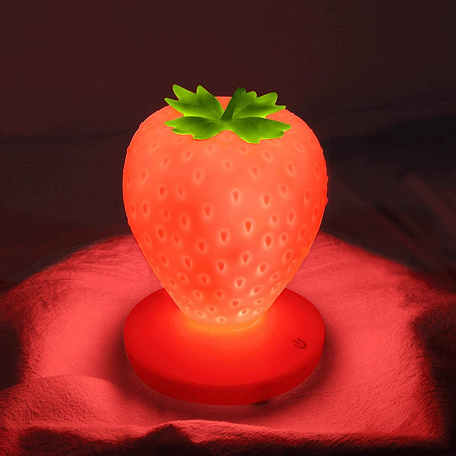 LED Silicone Eye Protection Table Lamp Cute Strange Strawberry Night Light 