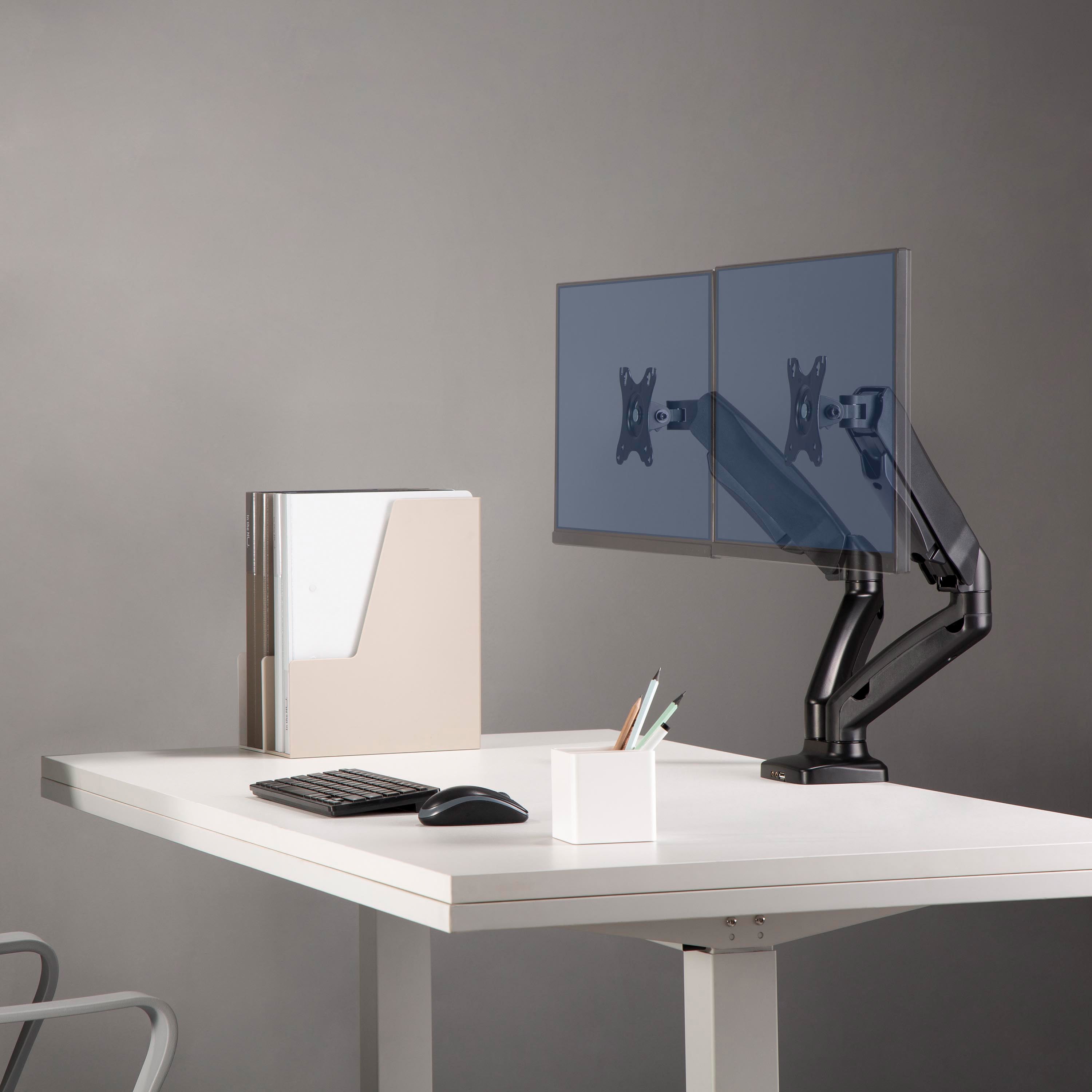 Lorell, LLR99801, Dual-monitor Arm, 1 Each, Black
