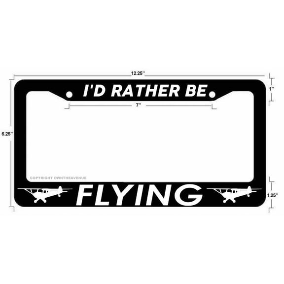 I'd Rather Be Flying Pilot Airplane Black License Plate Frame v01 #2
