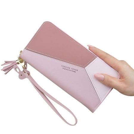 Shengyu Women Wallet Long Purse Zipper Geometric Pattern Fringe Coin Card Holder