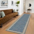 thumbnail image 3 of Washable Navy Blue Living Room Rug, 8x10 Area Rug For Bedroom, Dining Room Rugs for Under Table - Low Pile Non-Slip Rubber Backing Stain Resistant Rug - Aethestic Boho Home Decor (8x10 Navy Blue), 3 of 7