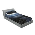 thumbnail image 2 of Ambesonne Nature Fitted Sheet & Pillow Sham Set, Thunderstorm over Road, Twinxl, Dark Blue Grey, 2 of 2