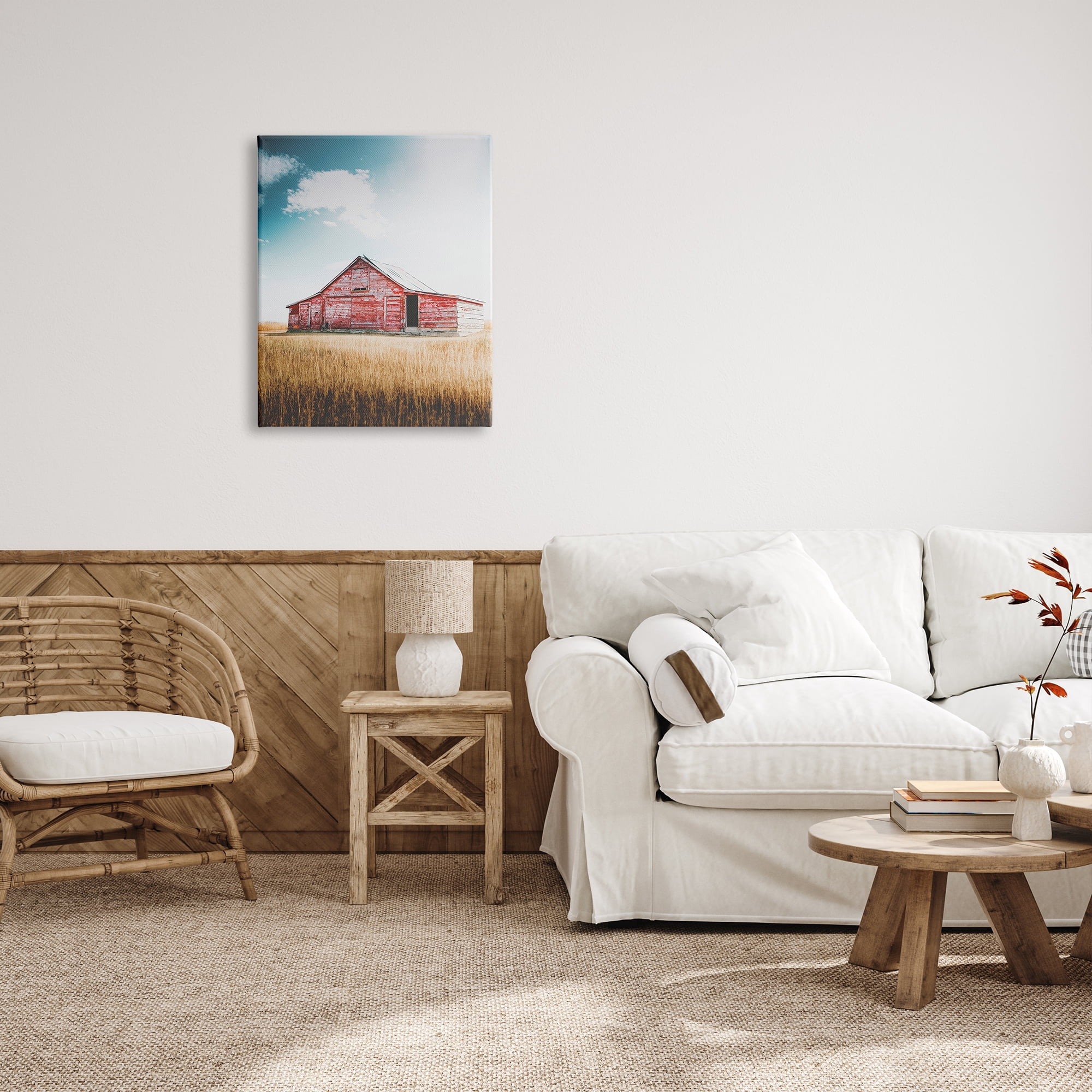 Stupell Industries Red Barn in Countryside Nature Photography Gallery Wrapped Canvas Print Wall Art, 24 x 30