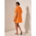 thumbnail image 7 of Orange Solid Front Button Ruffle Hem Short Sleeve Shirt Dress For Women, 7 of 7