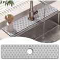 thumbnail image 1 of Kitchen Sink Splash Guard Faucet Mat 24" X 5.5" Geometry Absorbent Fast Drying Mat Faucet Draining Mat Sink Splash Guard Behind Faucet Drip Catcher for Kitchen Bathroom, 1 of 5