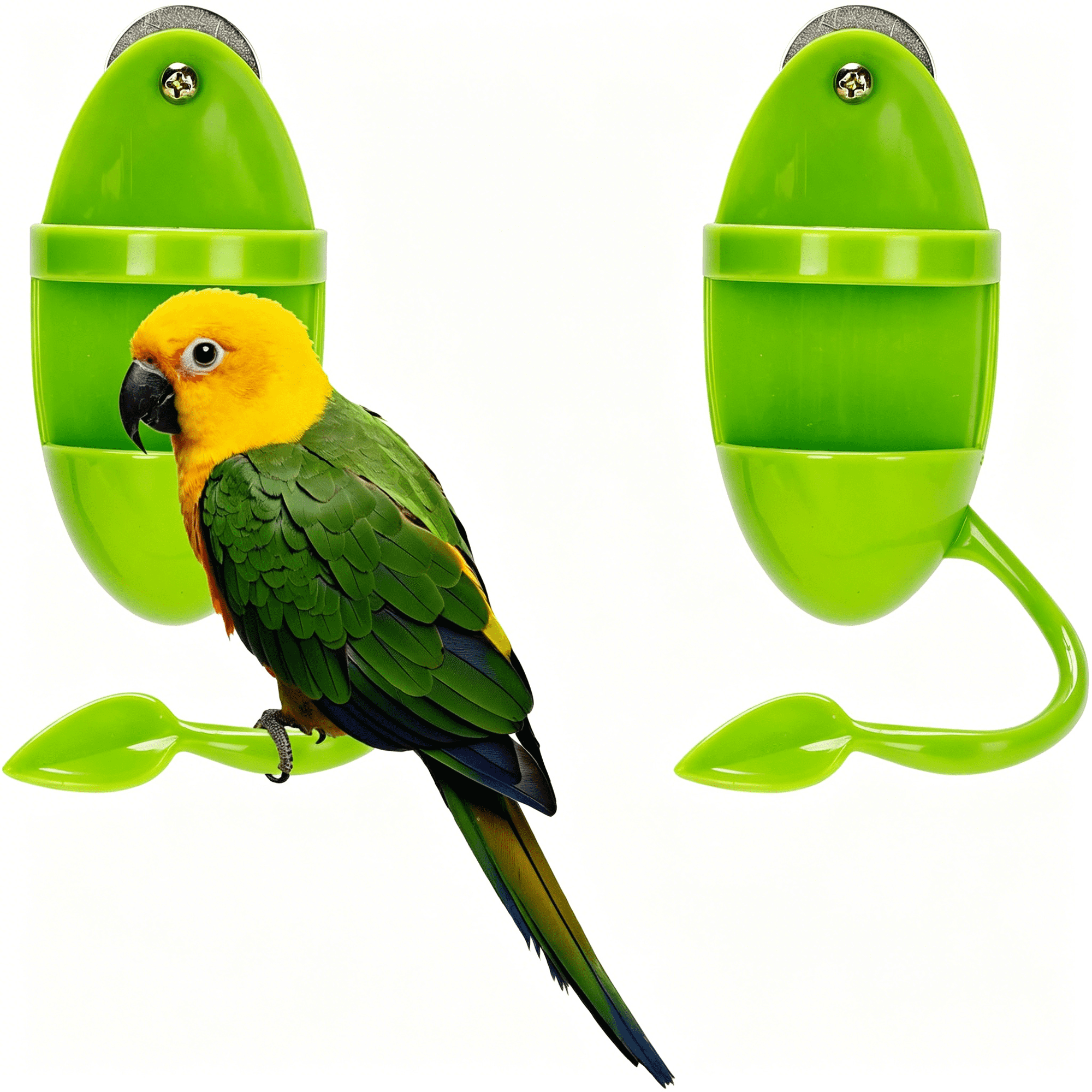 XIBUFE 2Pcs Plastic Cuttlebone Holder Bird Feeding Cup Rack-Fruit&Gnawing Accessories for Bird Cage&Parrot