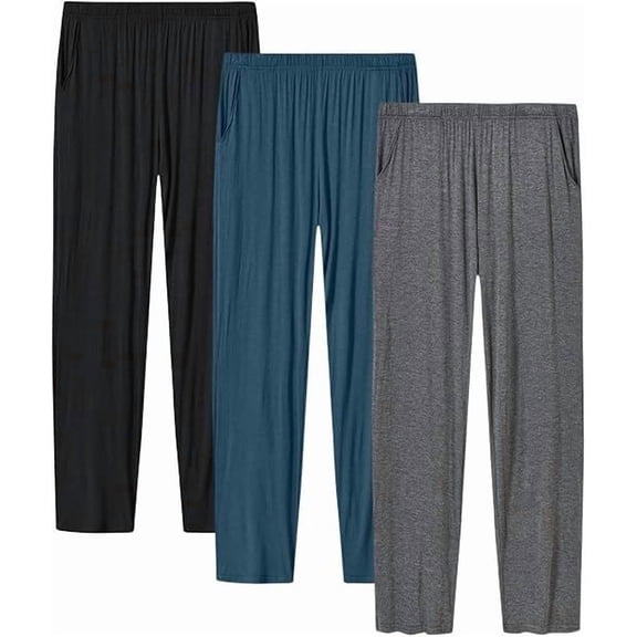 MoFiz Women's Solid Bamboo Rayon Pajama Pants with Pockets Loungewear 3Packs for Women