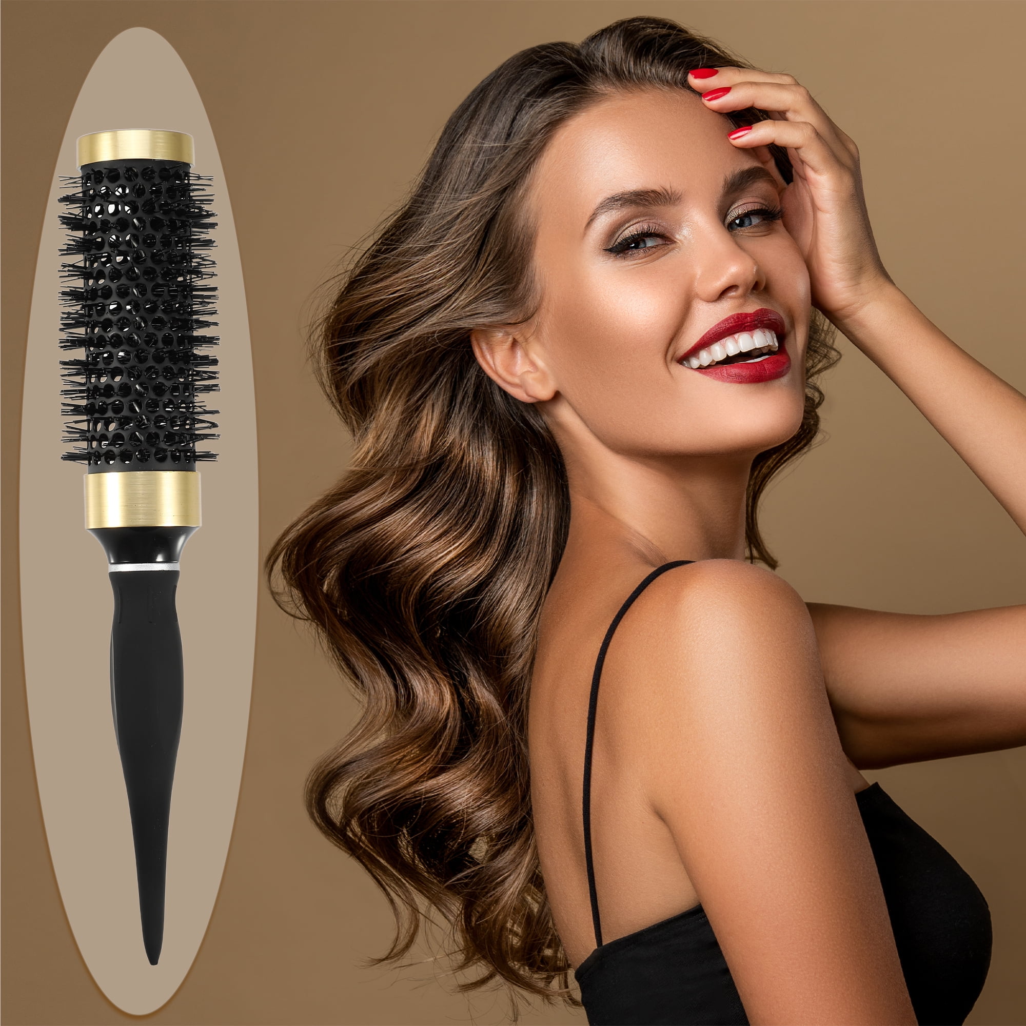 Unique Bargains Round Hair Brush Nano Thermal Ceramic for Hair Drying Styling 35mm
