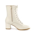 thumbnail image 3 of BLISSFUL STEP Bottes pour Femmes à Lacets à Talons Blocs Bottines de Combat Crème 9.5, 3 of 8