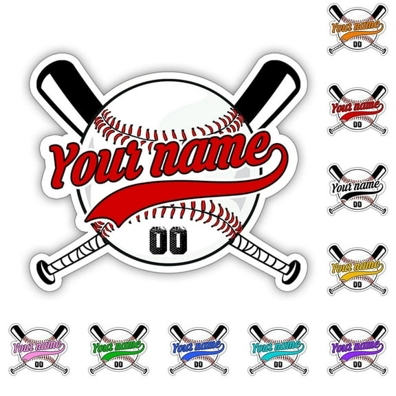 3 Pcs Personalized Baseball Sticker Custome Name and Number – Vinyl Waterproof Decal for Players, Teams, Coaches 3 inch