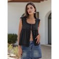 thumbnail image 5 of LMLYSoH Women Tank Top, Sleeveless Tops Square Neck Lace Trim Button Closure Summer Streetwear, 5 of 9