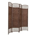 thumbnail image 3 of THY COLLECTIBLES Decorative Freestanding Woven Bamboo 4 Panels Hinged Privacy Panel Screen Portable Folding Room Divider (Darkmocha) (Darkmocha), 3 of 4