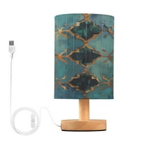 Moroccan Print Bedside Table Lamp Desk Warm Lights with USB Charging Port Cylinder LED Lamps for Bedroom Living Room Office