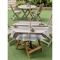 thumbnail image 4 of Outdoor Tablecloth with Umbrella Hole for Patio/Picnic/Party/Camping, Khaki Grey Striped Waterproof Table Cloth Round Cover Washable, Farmhouse Stripes Modern Abstract Art (Dia 54"), 4 of 8