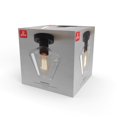 thumbnail image 4 of 1-Light Matte Black Semi-Flush Mount Ceiling Light with Clear Glass Shade and Diamond Knurl Texture on Socket, 4 of 8