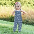 thumbnail image 3 of Odeerbi Toddler Girls Cute Jumpsuit Summer Breathable Overall Pants Kids Boys Fashion Imitation Denim Flower Print Suspenders Romper Blue, 3 of 5
