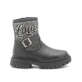 thumbnail image 1 of Botas Ninos Para Niña Pedrería Love Ajuste Hebilla Chunky negro 19, 1 of 6