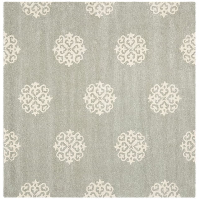Safavieh Soho Collection SOH724C Handmade Grey and Ivory Wool Square Area Rug, 8 feet Square (8' Square)