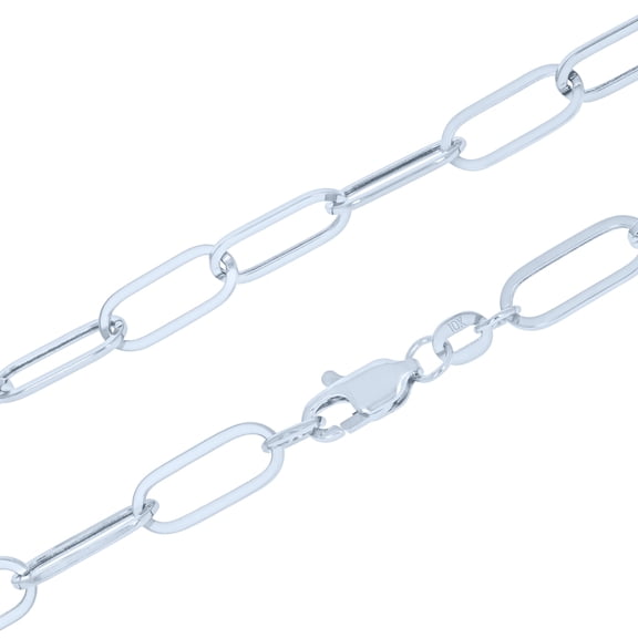 Nuragold 10k Real White Gold Paperclip 6mm Elongated Cable Link Necklace (16"-24") Dainty Italian Jewelry for Men & Women