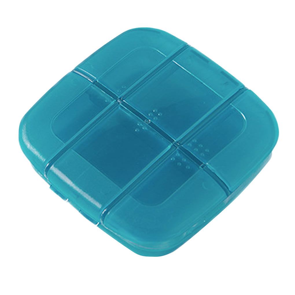 Small Pill Box with lid 6 Compartments Portable Pill Case Daily Pill Organizer 