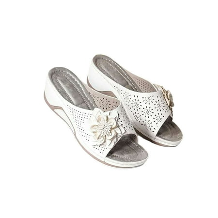 

Avamo Womens Comfort Wedge Slip on Sandal Vintage Casual Summer Open Toe Low Heel Slipper Mules Flat Shoes