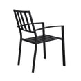 thumbnail image 4 of Hassch 2pcs Wrought Iron Dining Chairs Metal Arm Chair with Vertical Backrest for Outdoor Home Garden Patio, Black, 4 of 10