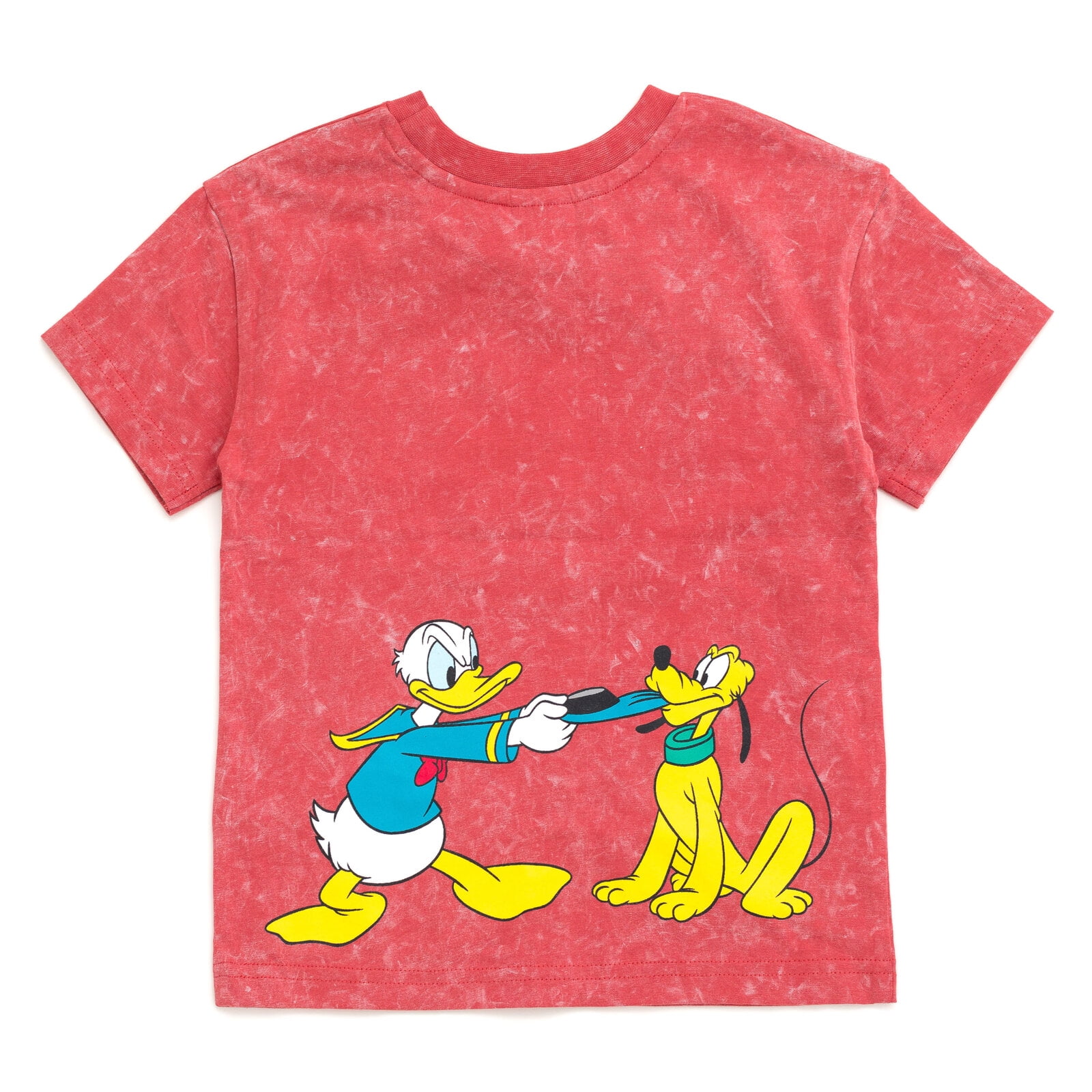 Disney Mickey Mouse Donald Duck Pluto Toddler Boys Vintage Wash Drop Shoulder T-Shirt & Shorts Outfit Set Red 2T