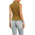 thumbnail image 3 of INSPIRE CHIC Button Down Tank Top for Women Ribbed Sleeveless Vest Crew Neck Open Front Casual Knit Tops XS Khaki, 3 of 6