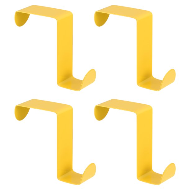 Ganchos para Puerta, Paquete de 4 Ganchos de Acero Inoxidable, Ganchos Dobles para Colgar Ropa (Amarillo)