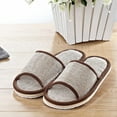 thumbnail image 4 of Linen Slippers - Indoor Summer Silent Slippers For Women And Men Womens Mens Universal Size Open Toe Slippers for Women and Men Couples Fashion Casual Home Slippers Indoor Floor Flat Shoes, 4 of 9