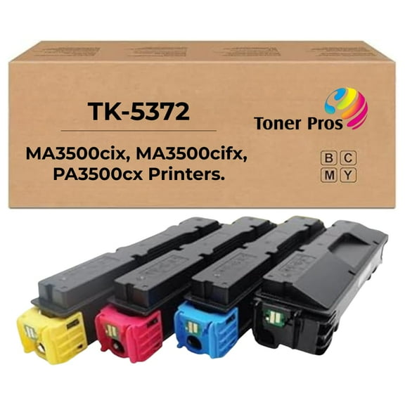 Toner Pros Replacement TK-5372 Toner Cartridge - Compatible for Kyocera ECOSYS MA3500cix / MA3500cifx / PA3500cx Color Printers, 4-Color Pack KCMY - Yield 7,000 Black & 5,000 Colors Pages