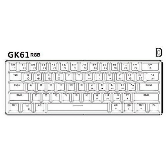 HK GAMING GK61 Mechanical Gaming Keyboard - 61 Keys Multi Color RGB Illuminated LED Backlit Wired Programmable for PC/Mac Gamer (Gateron Optical Yellow, White)