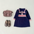 thumbnail image 2 of Kilaqueen Girls Sweater Dresses Long Sleeve Lapel Cotton Knitted Pullover Dresses Casual Fall Winter Trendy Dress for 3-8 Years, 2 of 3