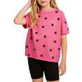 thumbnail image 1 of Childrens Summer Set for Girls, Floral Print Short Sleeve Top + Solid Color Shorts, Casual Sweet Style 2-Piece Outfit, 1 of 8