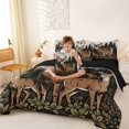 thumbnail image 4 of Manfei Mountain Family Deer 7 Pieces Full Size Bedding Sets,Wooded Pine Grove Full Size Bed in a Bag,Green Brown,Black Reversible, 4 of 7