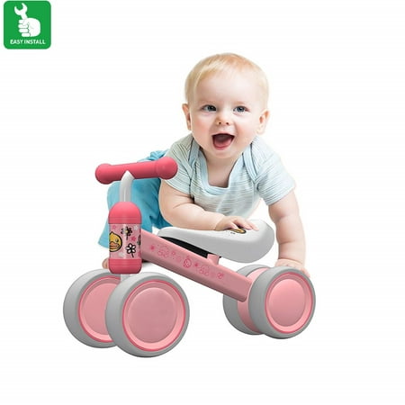 Baby Balance Bikes Bicycle Children Walker 10 Month -24 Months Toys for 1 Year Old No Pedal Infant 4 Wheels Toddler First Birthday Gift - Award Winning Four Wheeled Push Balance Bike Toy for