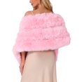thumbnail image 3 of INSPIRE CHIC Women's Elegant Cape Shoulder Faux Fur Wedding Party Shawl M Pink, 3 of 5