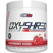 EHP Labs OxyShred Non Stimulant Pre Workout Powder - Stim Free, Caffeine Free Preworkout for Men & Women - Non Stim Preworkout - Sugar Free Energy Powder - Raspberry, 60 Servings