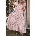thumbnail image 2 of Women's Red Boho Floral V Neck Maxi Dress with Half Sleeves - [ZhiHiMeRi] | (US 12-14)L, 2 of 6