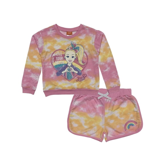 JoJo Siwa Girls' French Terry Pullover Top and Shorts Set, Sizes 7-12