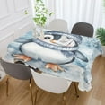 thumbnail image 3 of WOBOGO Blue Scarf Penguin Pattern Square Tablecloth 60×60in Polyester Fabric Tablecloth Washable Dust Resistant Wrinkle Resistant, 3 of 9