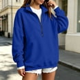 thumbnail image 3 of Horkkom Quarter Zip Sweatshirt for Women Solid Color Loose Pullover Long Sleeve Tops Casual Tunic Sweatshirt XXL, 3 of 5