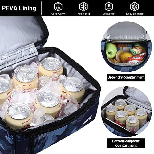Adult Lunch Box Insulated Lunch Bag Large Cooler Tote Bag for Women, Double Deck Cooler, Camouflage (Large)