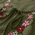 thumbnail image 5 of Plus Size Blouse Women Vintage Lace Patchwork Bow V-Neck Shirt Embroidery Summer Three Quarter Retro Solid Top Dressy Lightweight Comfy Outfits Going Out Tops Ladies Fashion Trendy, 5 of 5