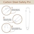 thumbnail image 3 of Uxcell 30pcs Safety Pins 100mm Baked Paint Large Safety Pin for Clothes, White, 3 of 6