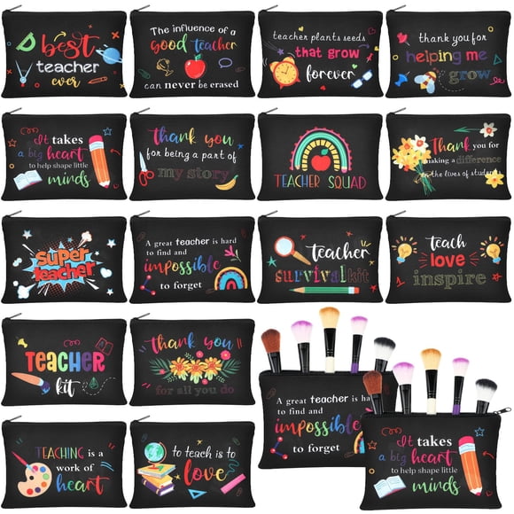 Bolsa de cosméticos Hillban Teacher Appreciation, 23 x 15 cm, lona