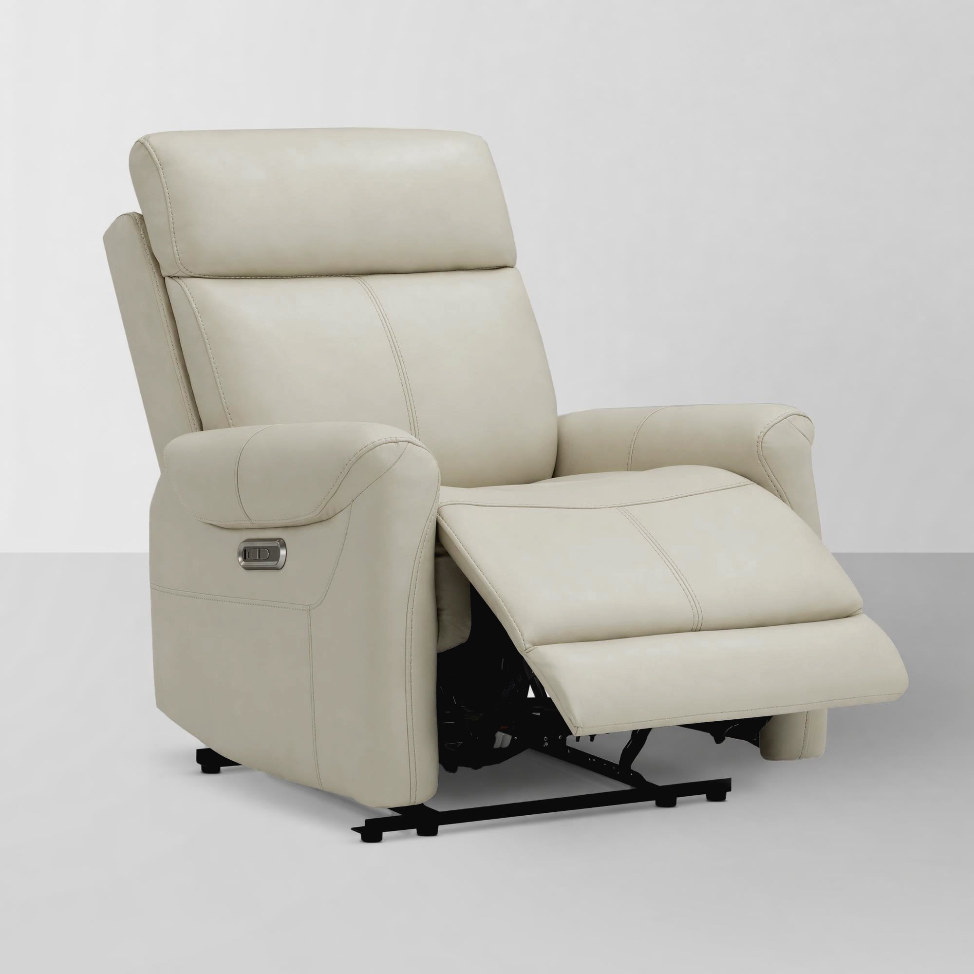 Spruce & Spring Power Recliner Chair, Wall Hugger Reclining Chair for Living Room, Bedroom, Faux Leather, Creamy Gray