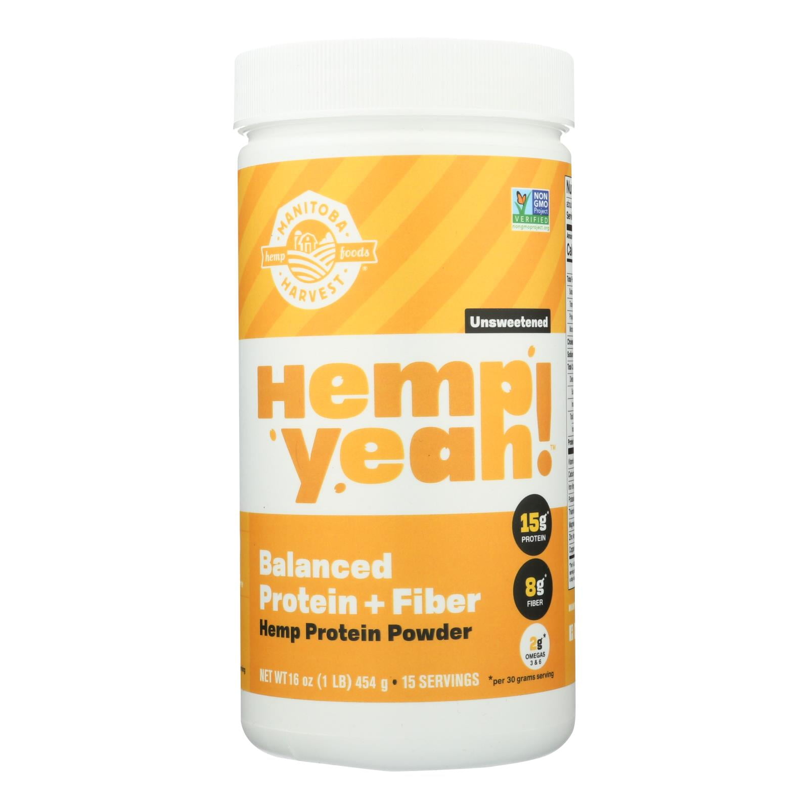 Manitoba Harvest Balanced Protein + Fiber Powder, Hemp Protein Powder, Unsweetened, 16 oz, 1 lb