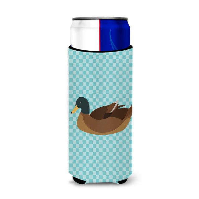 "Treasures Khaki Campbell Duck Blue Check - Abrazadera decorativa para latas, delgada, multicolor" Caroline's Treasures BB8040MUK