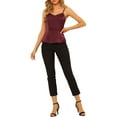 thumbnail image 2 of INSPIRE CHIC Women's Casual Spaghetti Strap V Neck Peplum Sleeveless Top XS Burgundy, 2 of 7